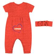 Clemson Colosseum Infant Fleet Romper and Headband